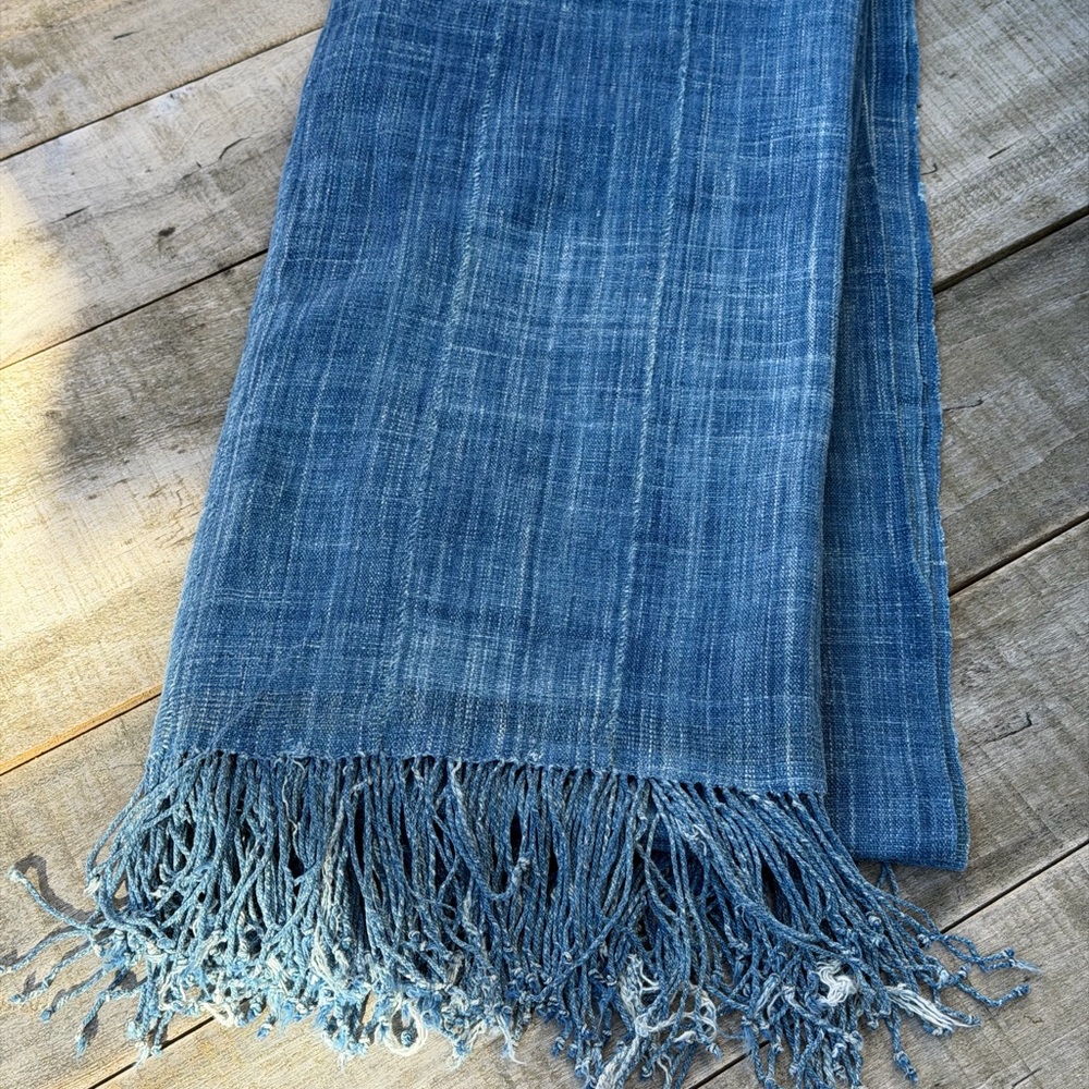 Vintage African Indigo Denim Mossi Mudcloth 75” L x 41” W Textile | No. 134